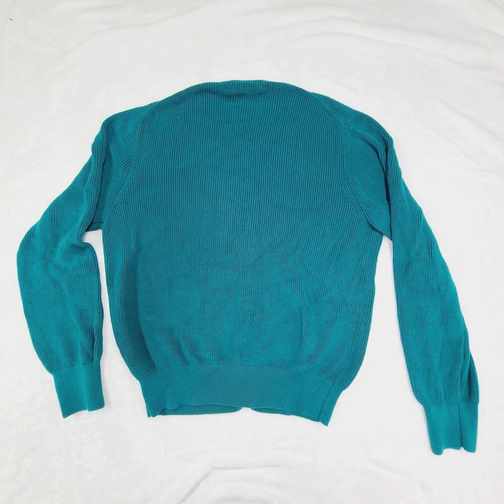 J.Crew Teal Cotton Cardigan Sweater XL Button Front Classic Lightweight Layering - Picture 2 of 9